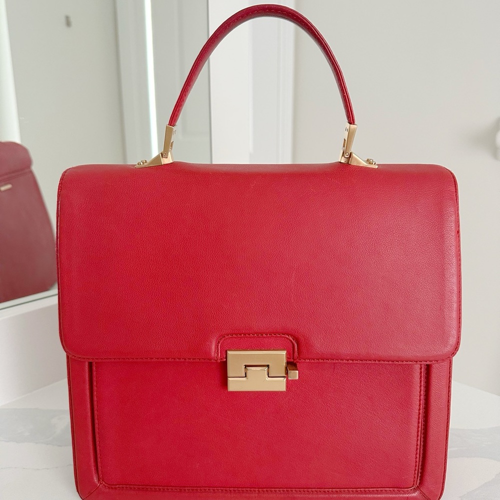 Rachel Zoe Red Structured Lamb Leather Bag (Holt Renfrew Purchase)